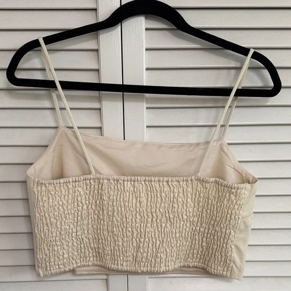 Women's Cream High-Slit Pleated Maxi Skirt and Matching Cropped Shirt - Picture 8 of 8